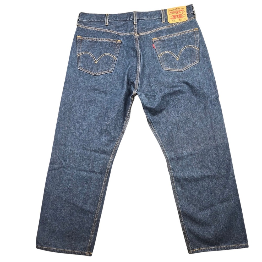Levi's 501 Original Fit Jeans Mens 42x30 Dark Wash Indigo Button Fly 00501-0000 - Picture 2 of 11